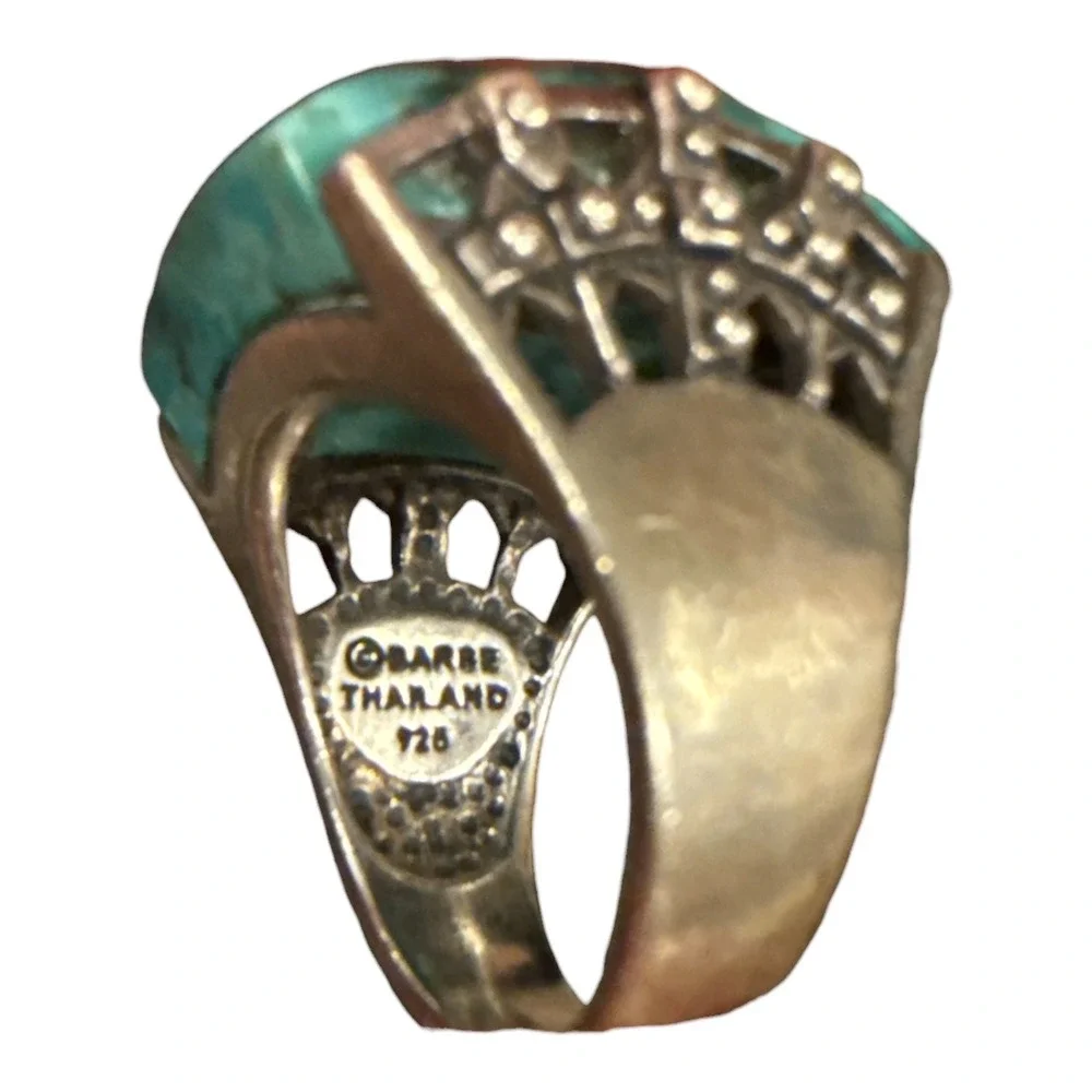 Barse Ring Womens Size 8 Turquoise Sterling Silver 925 Statement Fan Design